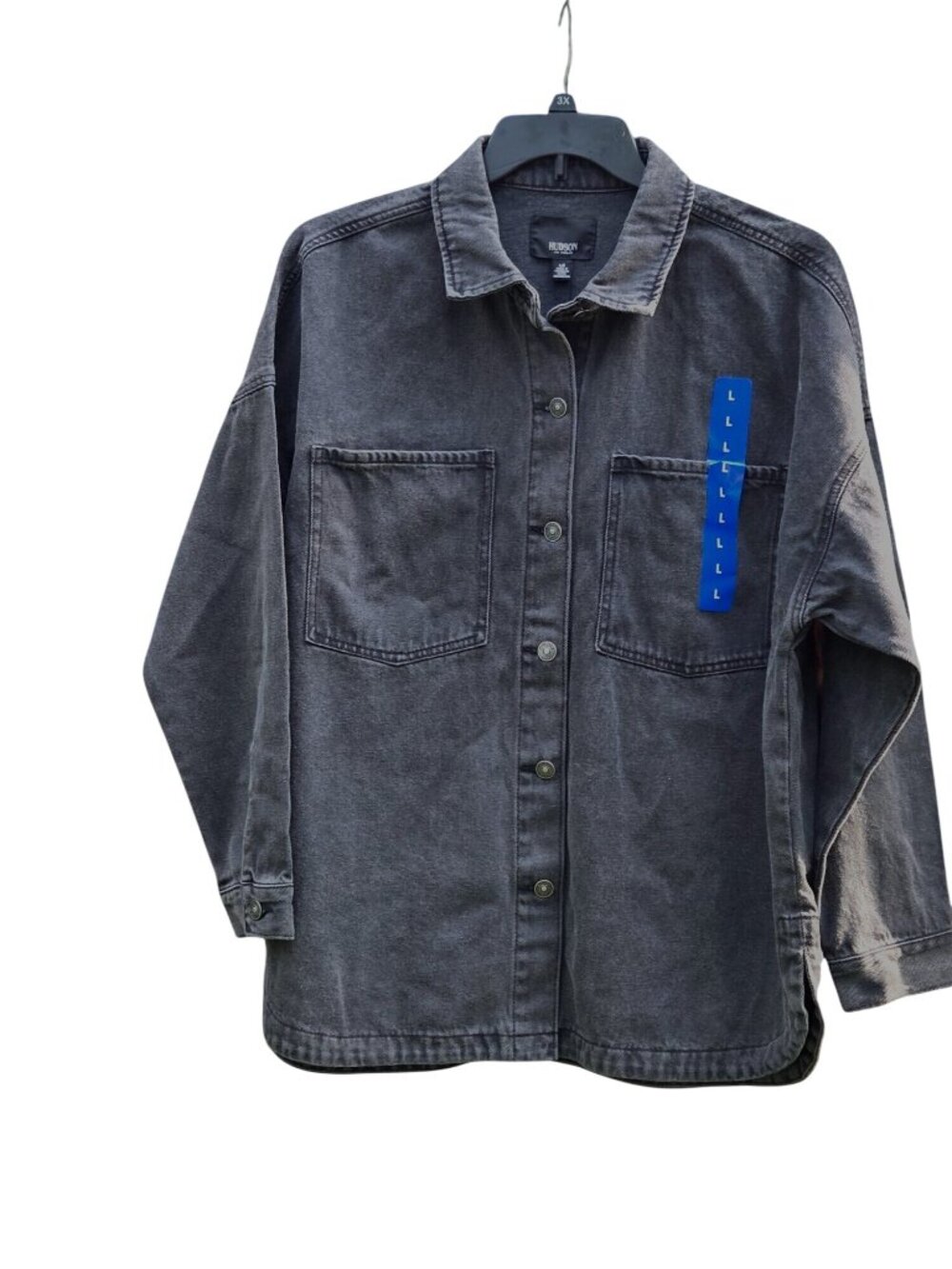 NWT Hudson Los Angeles Oversize Black Denim Shirt Jacket Sz L